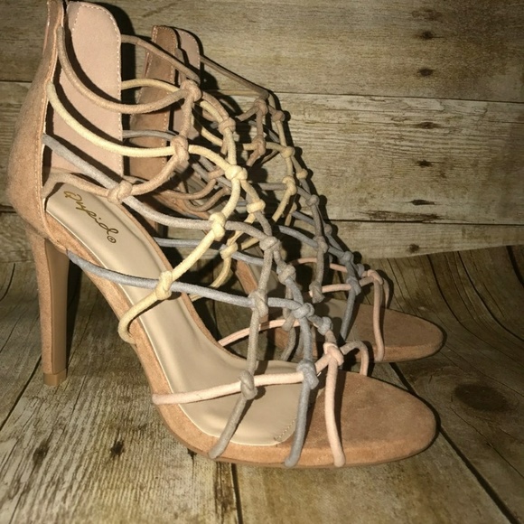Shoes - Strappy fishnet heals NEW